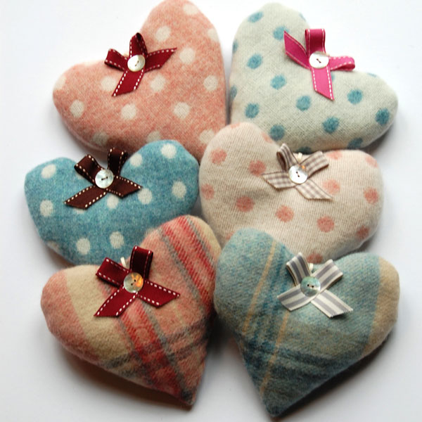 pastel lambswool wool lavender hearts
